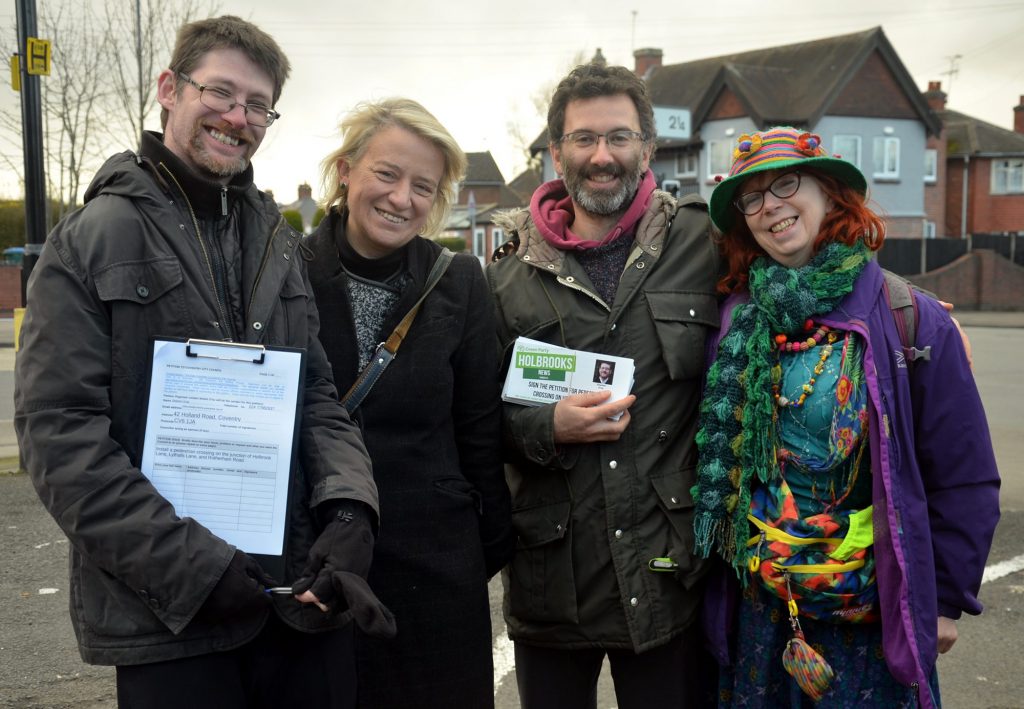 Stephen with Nathalie and other Coventry residents